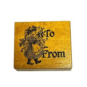 Rubber Stamp PSX F-834 VICTORIAN GIRL TO/FROM Gift Tag Holiday Christmas